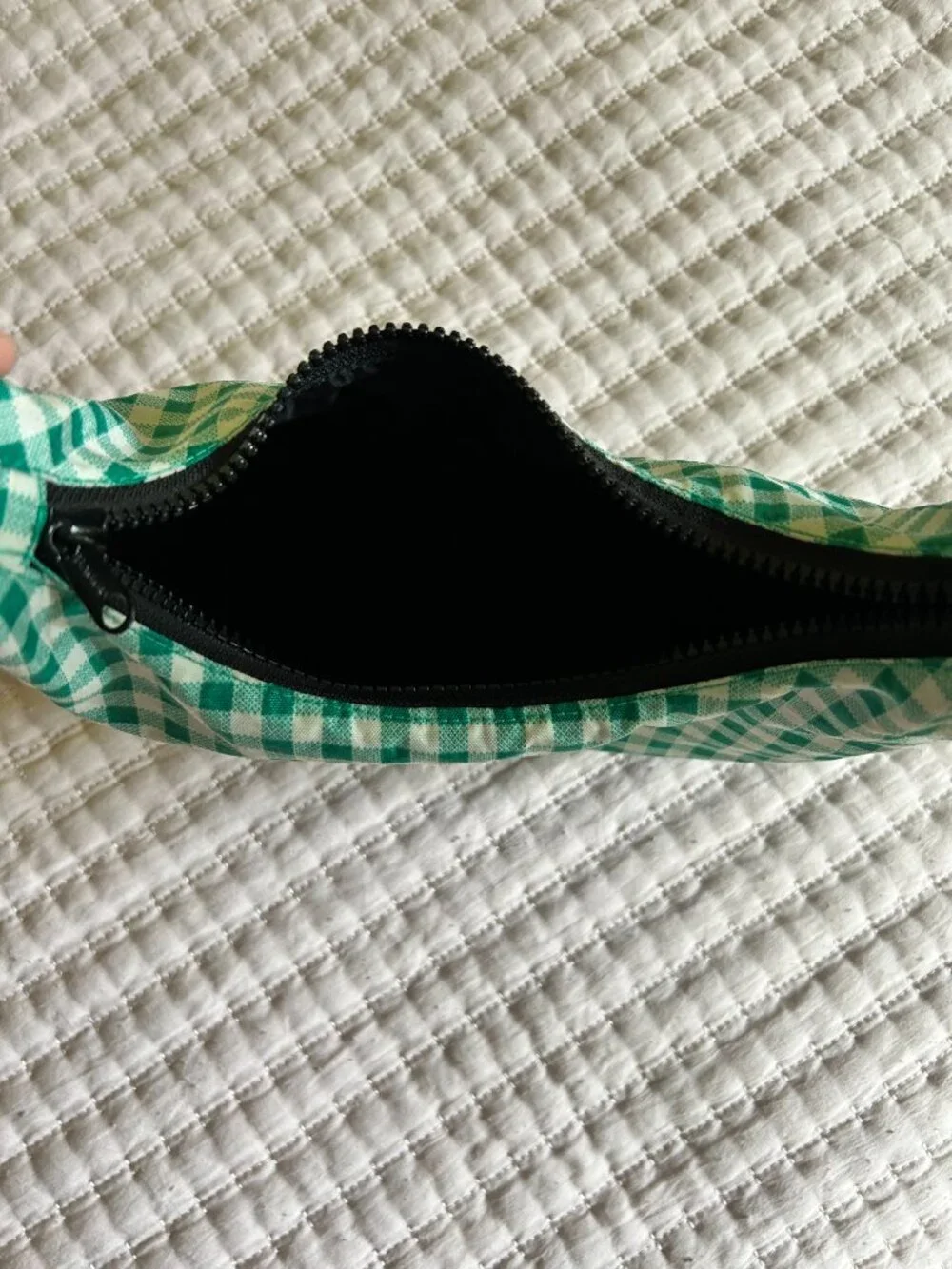 Mini Nylon Shoulder Bag in Green Gingham - Picture 4 of 5